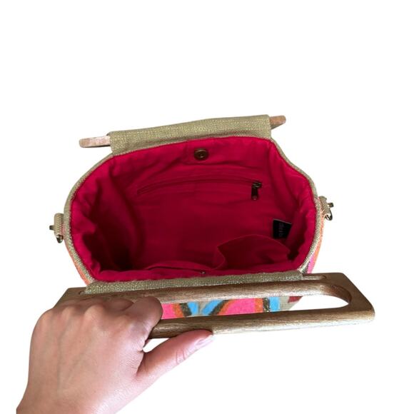 Chloe & Lex tan tan multi color beaded Tote - Picture 3 of 5